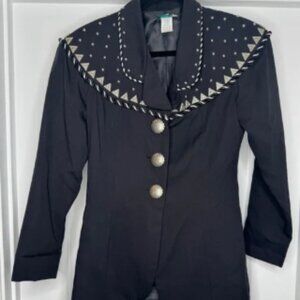 Vintage Silver Mesa Studded Blazer w/ Braided Detailing and Metal Buttons